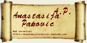Anastasija Papović vizit kartica